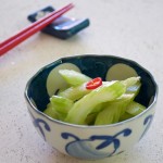 Sliced celery is simply marinated in salty water with a touch of citrus and chilli. Excellent side dish. Simple Pickled Celery is a great way of using up left over celery.