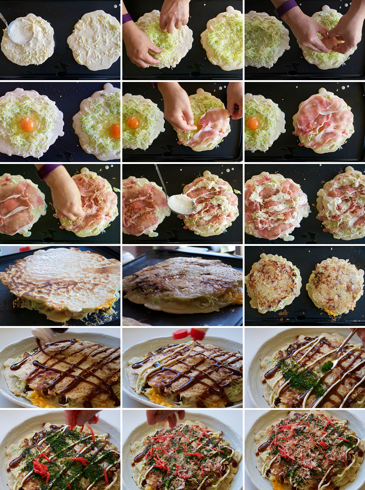 Steps to make okonomiyaki