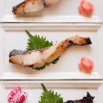 Saikyo Yaki Fish showing three different grilled fish.