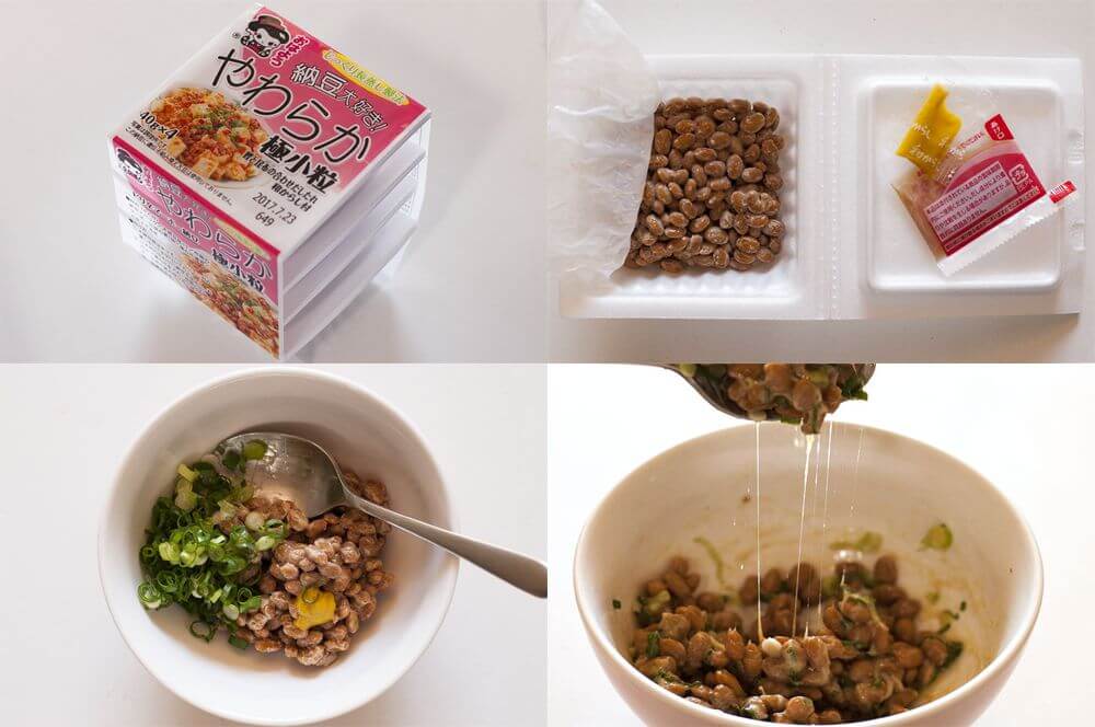 Natto has distinct smell and sticky but when you become fond of it, you love it.