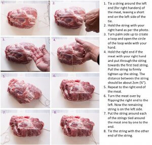 meat tied with string