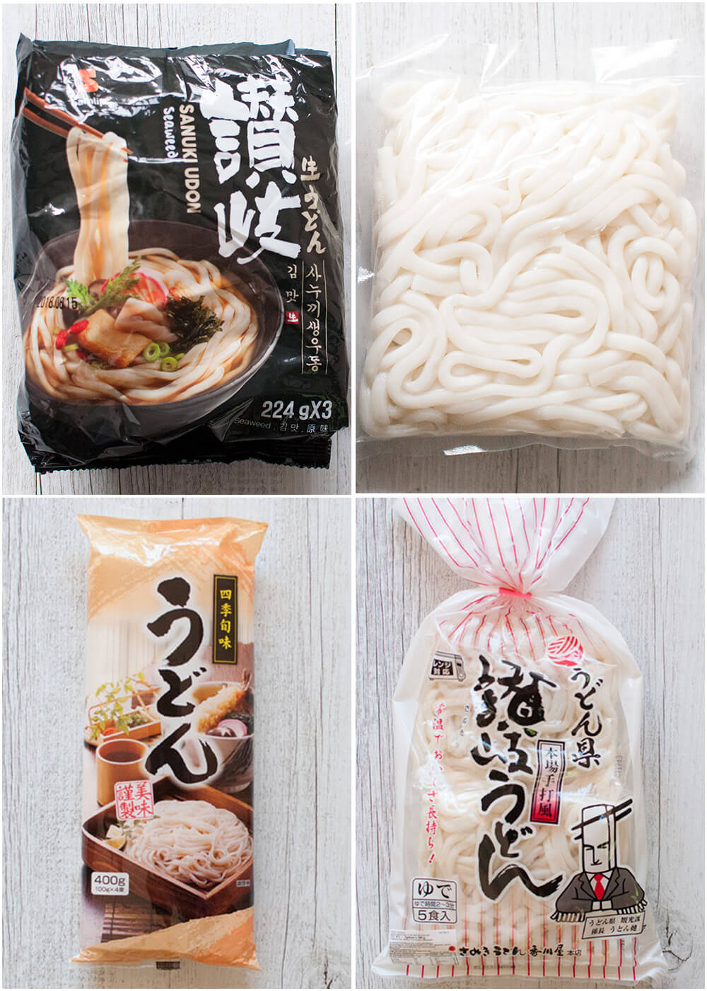 Varieties of udon noodles