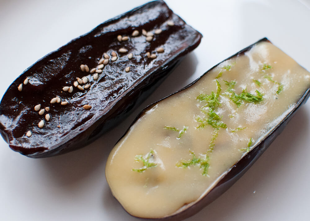 an-fried eggplant topped with sweet miso sauce, Miso Grazed Eggplant (Nasu Dengaku) is a very simple side dish or appetiser. Sweet miso goes so well with eggplant, which melts in your mouth.