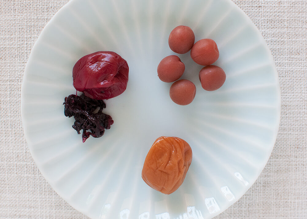 Different kinds of umeboshi.