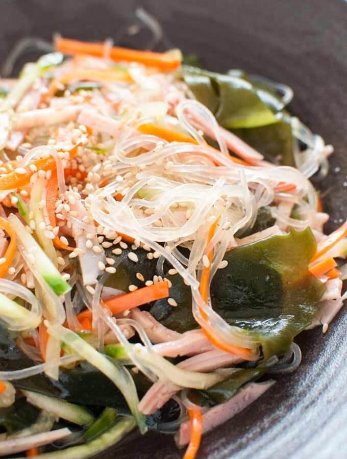 Zoomed-in photo of Japanese Vermicelli Salad.