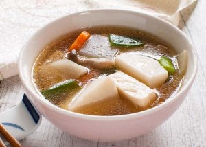 Kenchin Jiru (Japanese Vegetable Soup) served in a small soup bowl.