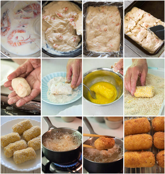Step-by-step photo of making Creamy Shrimp Croquettes.