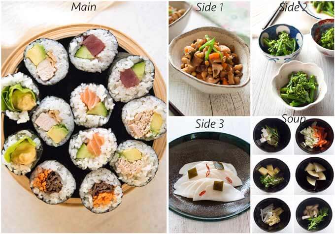 Menu idea with Take Away Sushi Rolls.