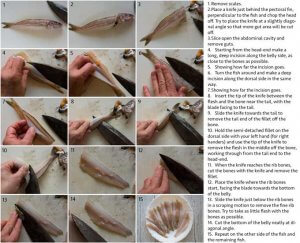 Step-by-step photo of filleting whiting.