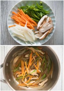 Vegetable Ankake - ingredients and Ankake Sauce.