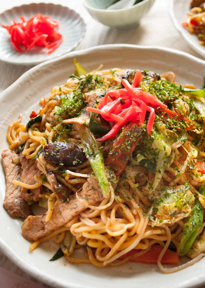 Hero shot of Yakisoba on a plate.