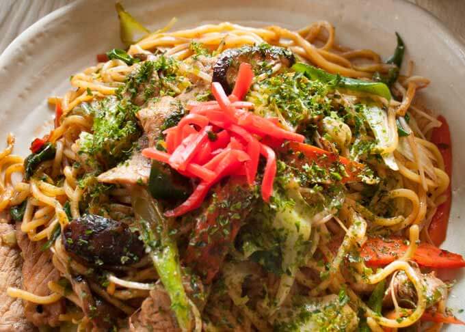 Zoomed-in photo of Yakisoba.