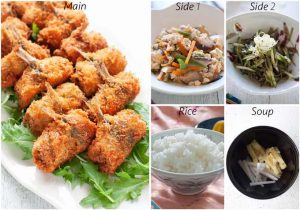 Dinner idea with Konbu Seaweed and Cucumber Salad.