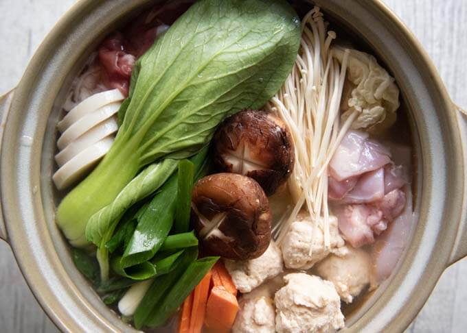 Top-down photo of Chanko Nabe before heating up.