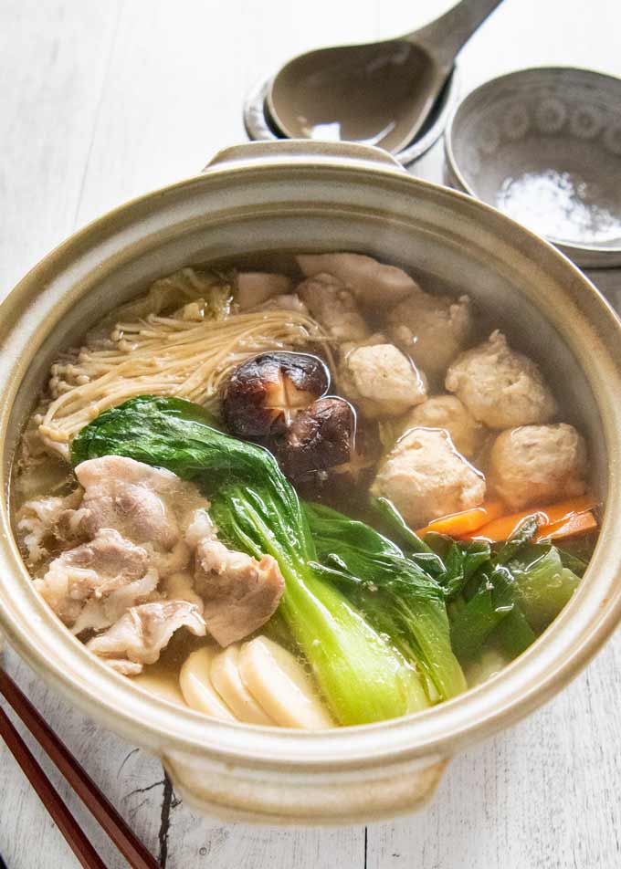 Tsukune Miso Nabe (Chicken-Meatball Hot Pot in Miso Broth) Recipe