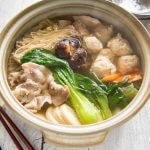 Chanko Nabe cooked in a large clay pot.