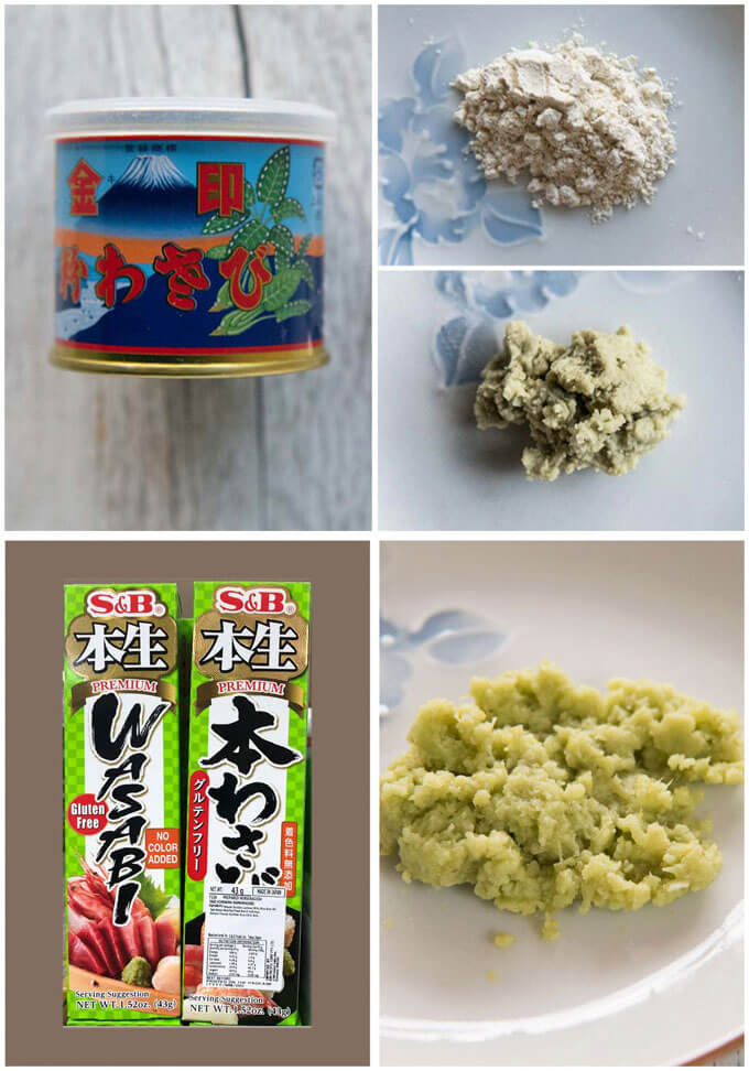 Wasabi powder and wasabi in a tube.