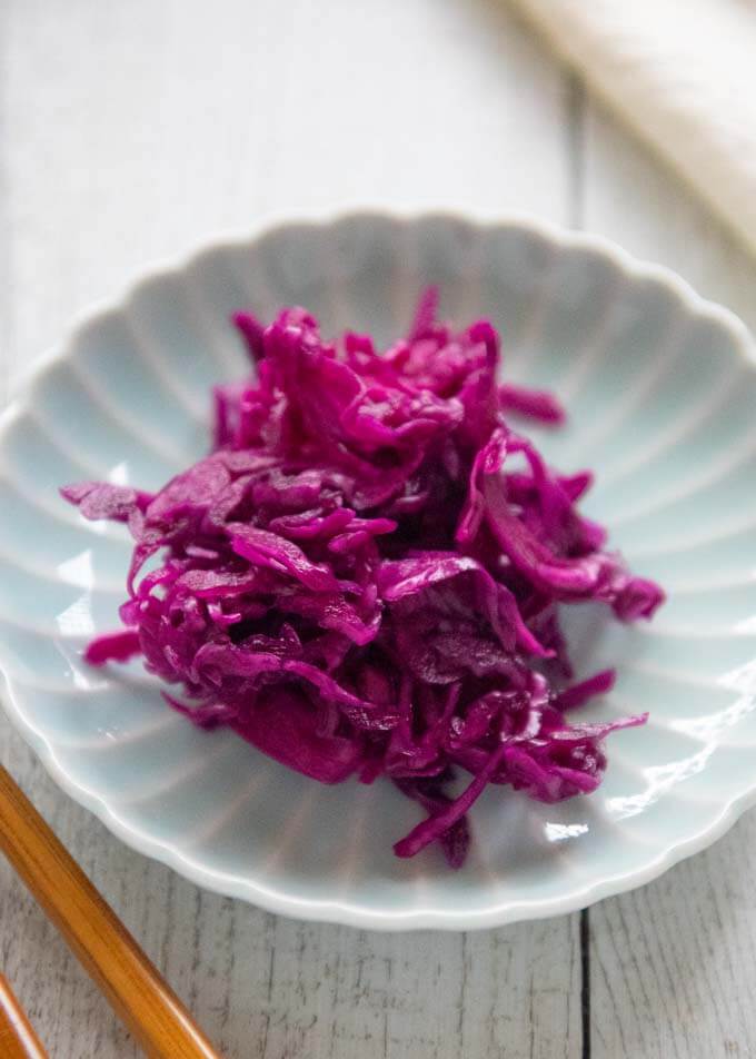 Hero shot of Sweet and Sour Pickled Red Cabbage.