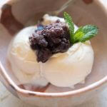 Hero shot of Sweet red Bean Paste (Anko) served with ice cream.