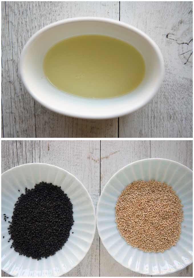 Ingredients for sesame coating.