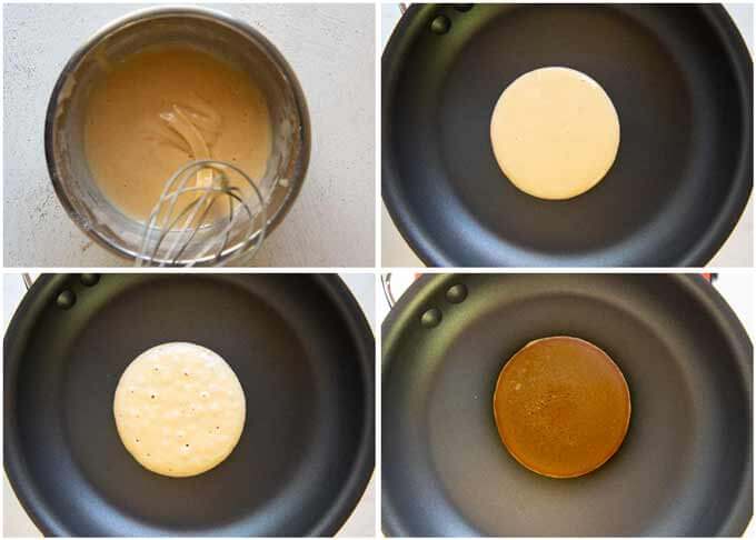 Step-by-step photo of cooking Dorayaki pancake.