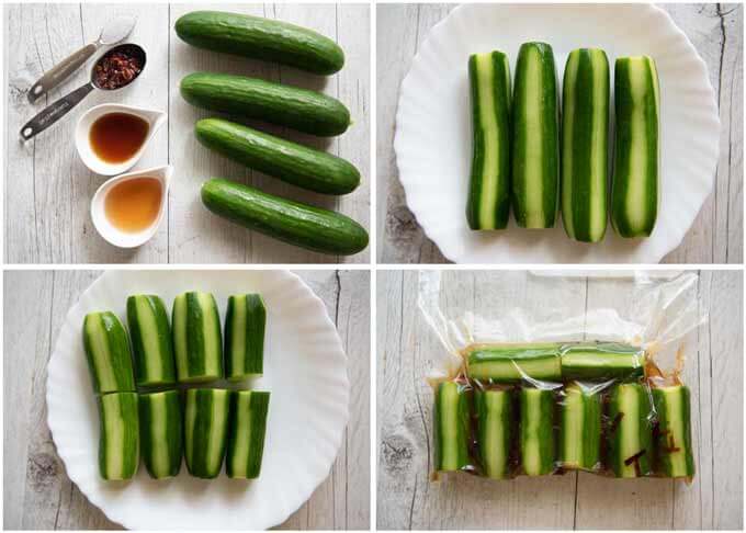 Ingredients and step-by-step photo of Shiro Dashi Pickled Cucumbers.