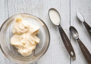 Ingredients for lemon mayonnaise.