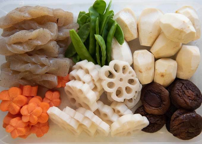 Ingredients for Simmered Vegetables (Nishime).