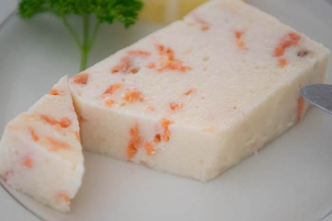 Zoomed-in photo of Scallop Terrine, showing the inside.