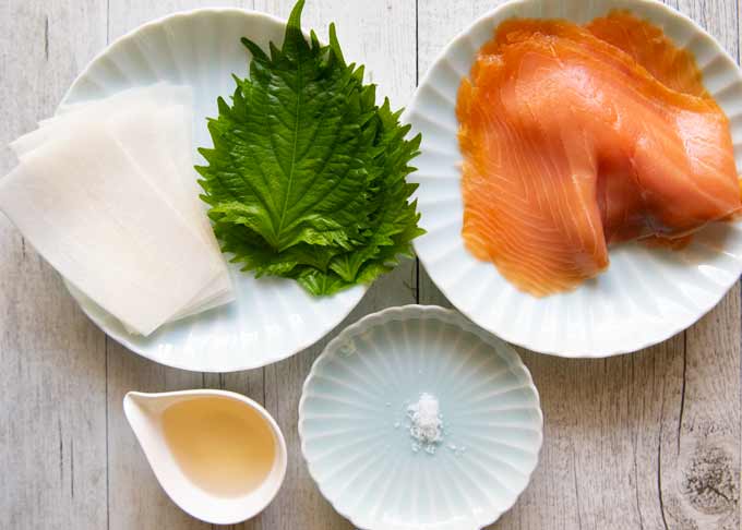 Ingredients for Smoked Salmon Rolls.