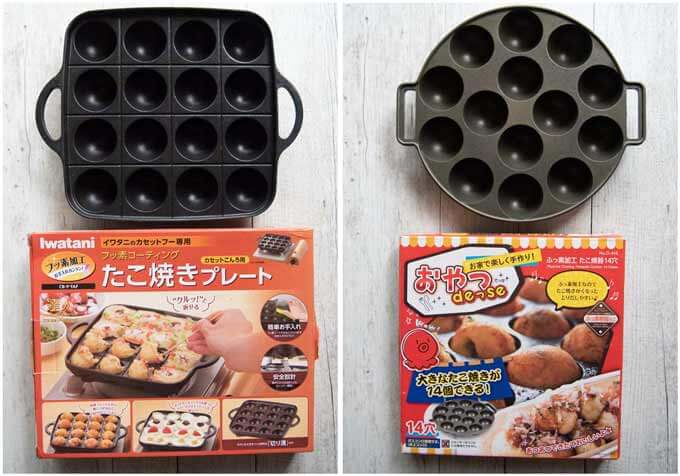 Two kinds of Takoyaki grill pans.