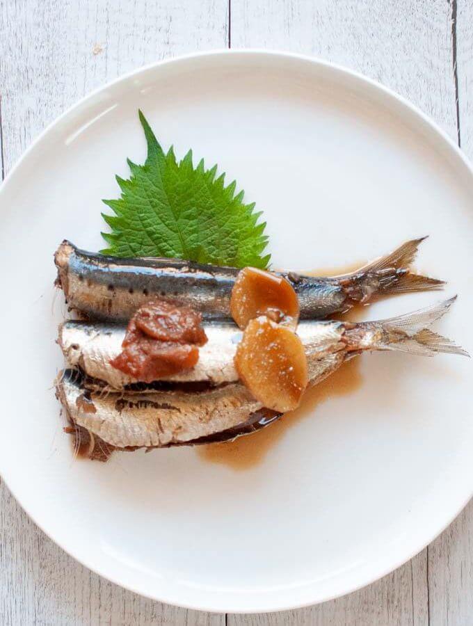 Hero shot of Simmered Sardines with Pickled Plum.