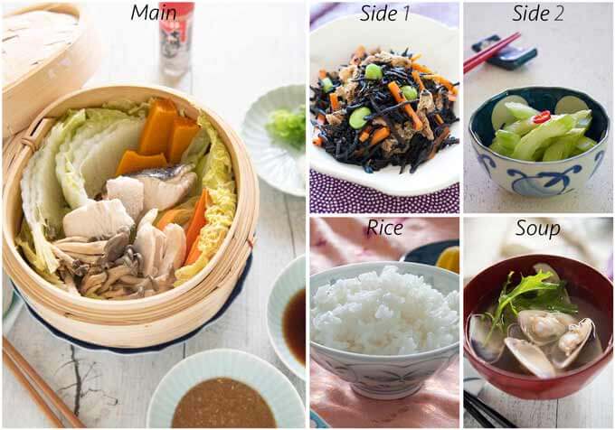 MEal idea with Steamed Chicken and Fish with Vegetables.