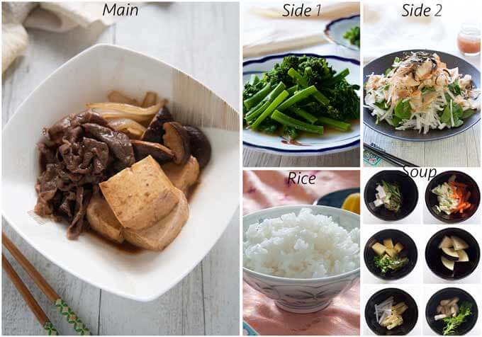 Meal idea with Simmered Beef and Tofu (Niku Dōfu).