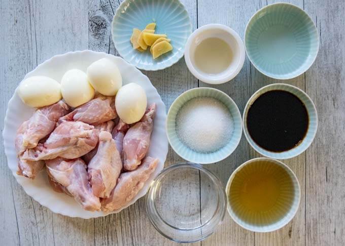 Ingredients for Simmered Chicken Drumette in Sweet and Sour Sauce.