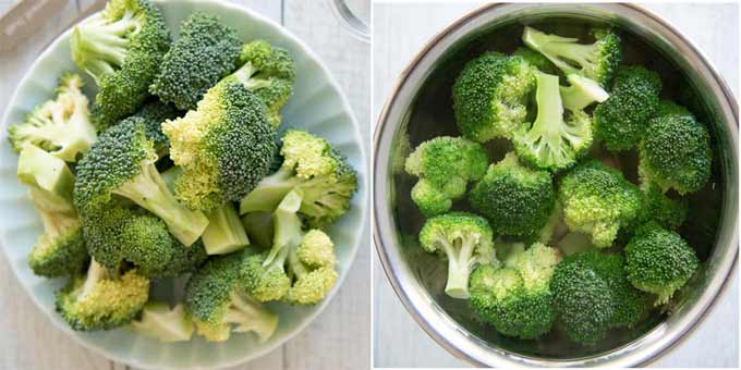 The green colour of broccoli before and after blanching.