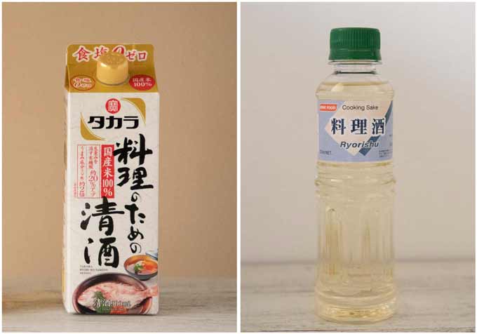 Twokinds of cooking sake - with and without salt.
