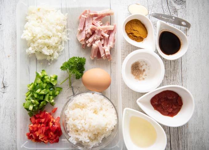 Ingredients for Japanese Curry Fried Rice.