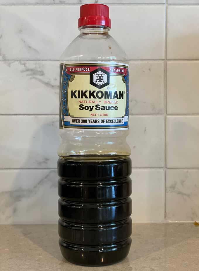 Normal soy sauce (dark soy sauce) - Kikkoman brand.