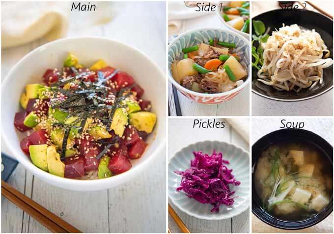 Meal idea with Tuna and Avocado Rice Bowl (Donburi).