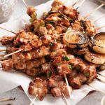 Grilled yakitori on a plate.