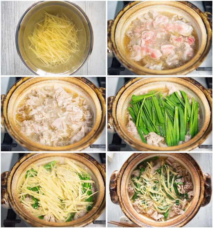 Step-by-step photo of making Ginger Hot Pot.