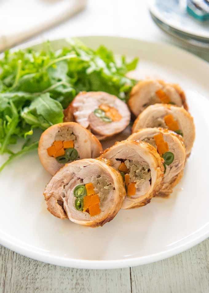 Hero shot of Rolled Chicken Stuffed with Vegetables.