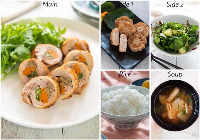 Meal idea with Rolled Chicken Stuffed with Vegetables.