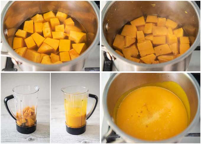 Step-by-step photo of making Japanese-style Pumpkin Soup, Pumpkin Surinagashi.