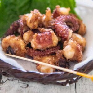 Hero shot of Deep-fried Marinated Octopus (Octopus Karaage).
