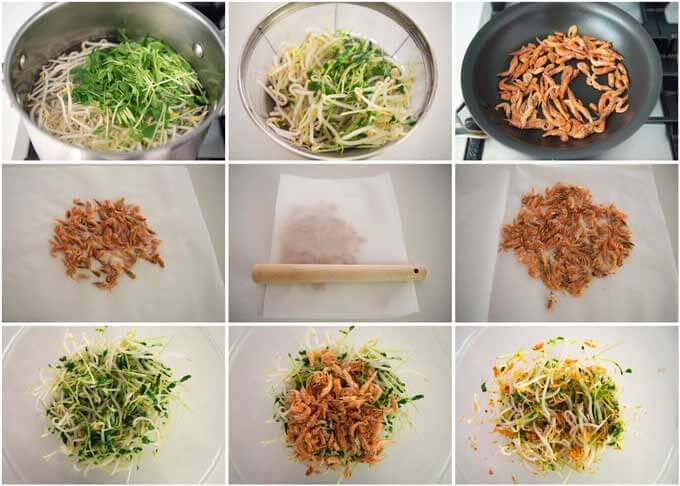 Step-by-step photo of how to make Dried Shrimp and Sprouts Salad.