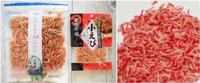 Varieties of dried shrimps.