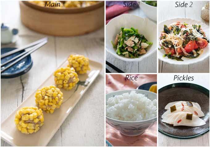 Meal ideas with Steamed Pork Meatballs with Corn.