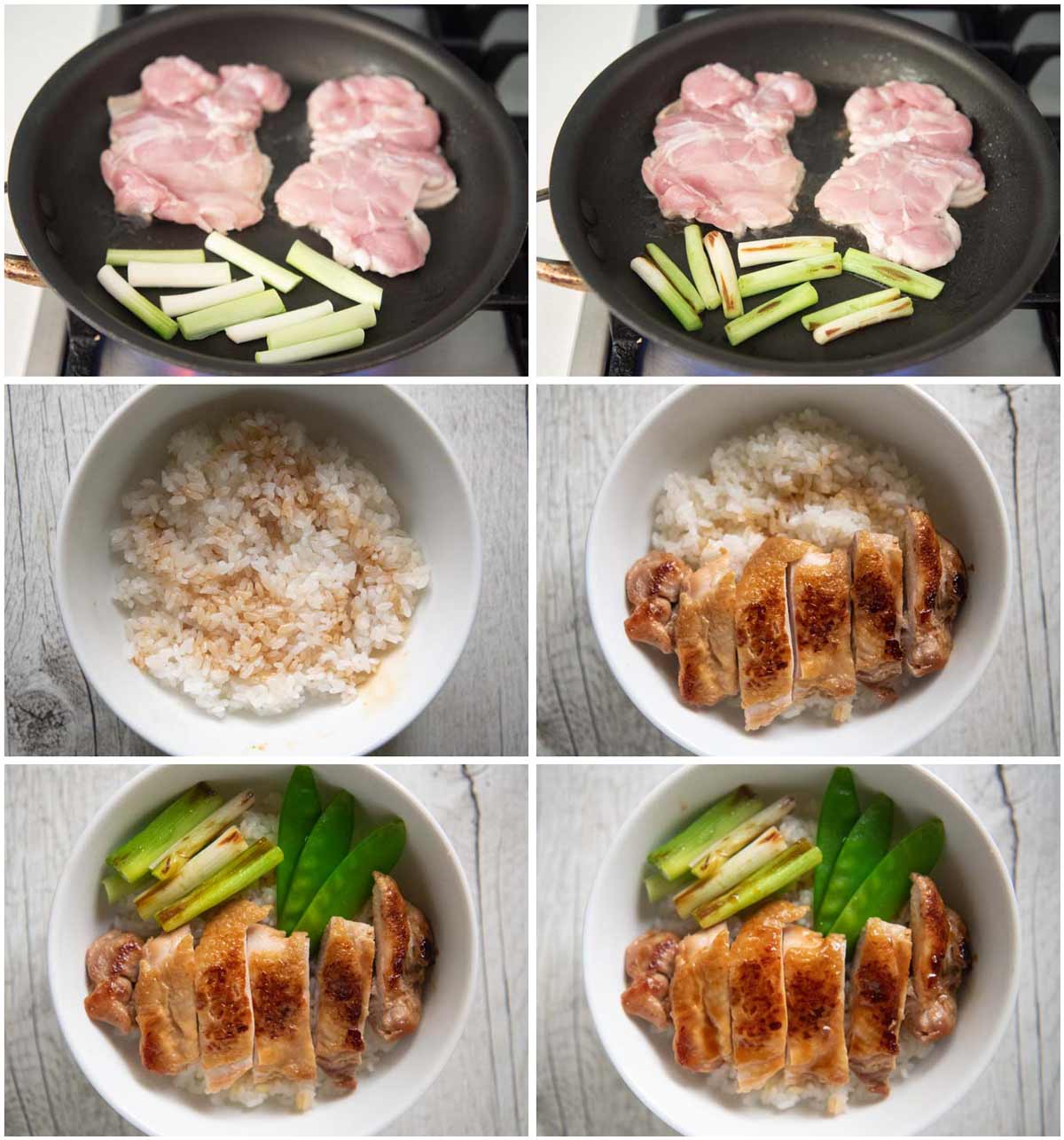 Step-by-step photo of making Teriyaki chicken Don.